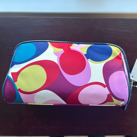NEW Coach Multicolor Scarf Print Satin Cosmetic Bag - Picture 1 of 6